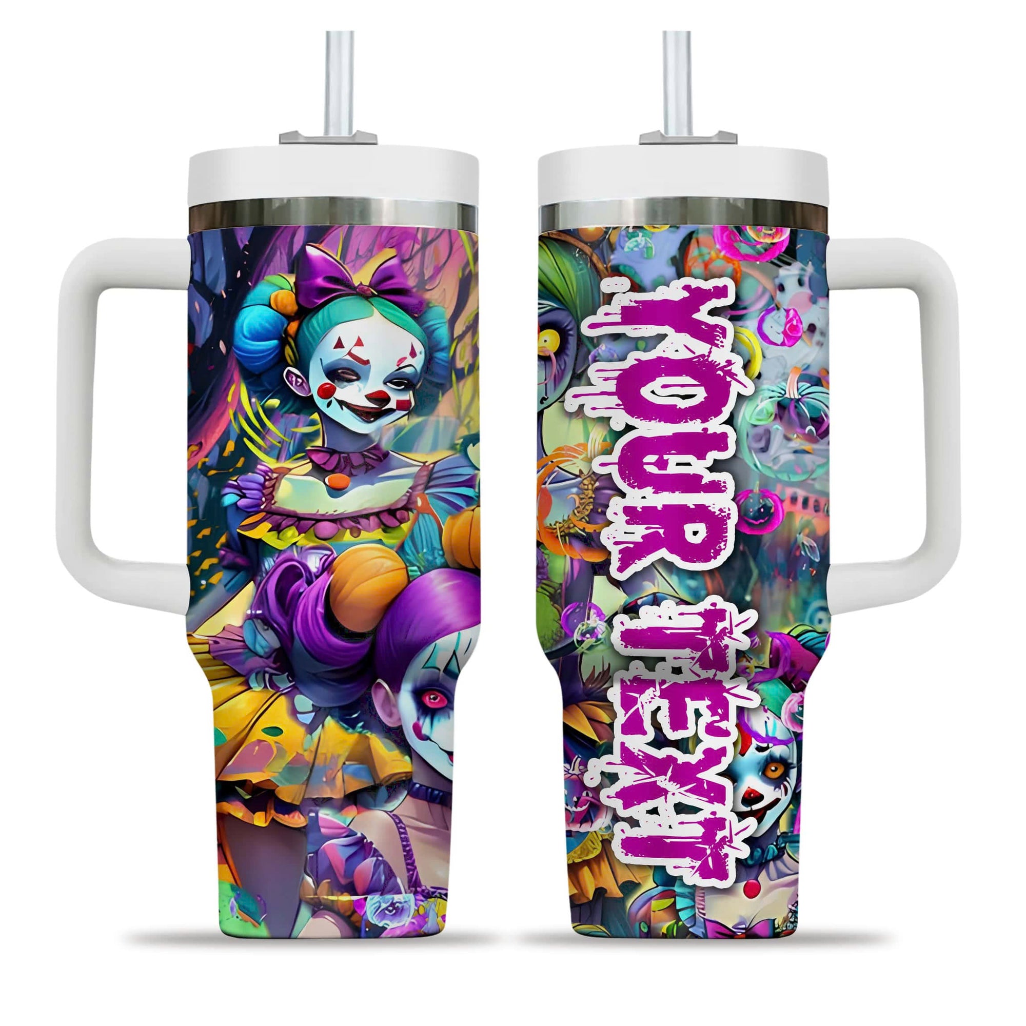 Personalised Doll Soul Design Halloween Vibes Handle With Tumbler – Size 40oz - TH02