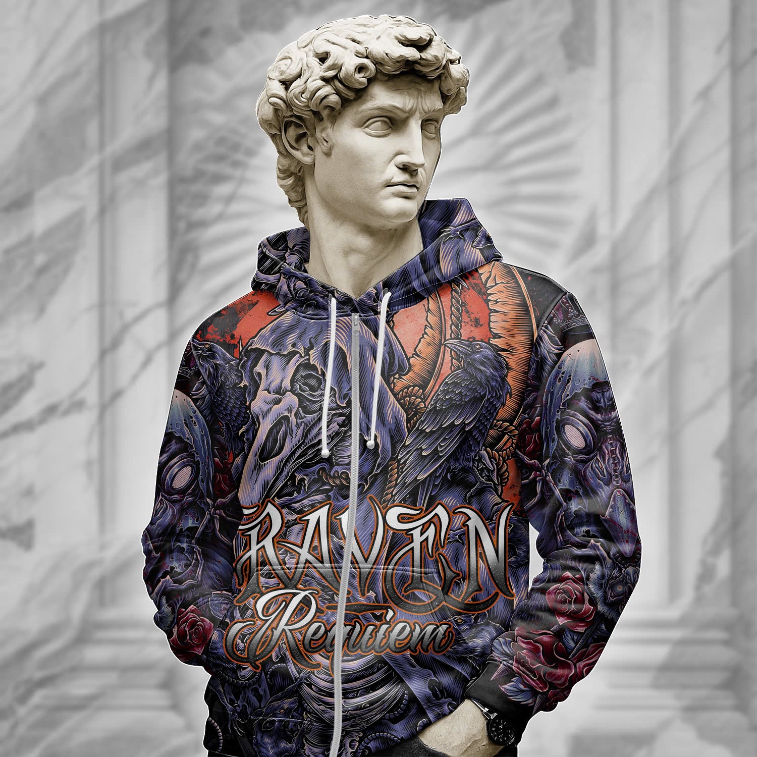 Personalised Raven Requiem Design Halloween Vibes Hoodie  - TH02